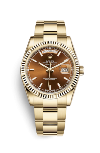 Day-Date 36 Yellow Gold Fluted / Oyster  / Cognac