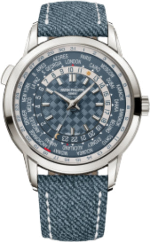 Complications World Time Date White Gold Blue-Gray Dial