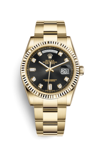 Day-Date 36 Yellow Gold Fluted / Oyster / Black Diamonds