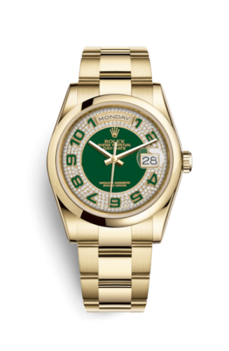 Day-Date 36 Yellow Gold Domed / Oyster  / Green Paved