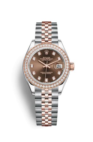 Lady-Datejust 28 Rolesor Rose Diamond / Jubilee / Chocolate Diamond