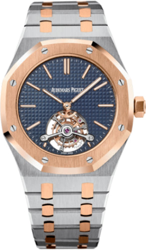 Royal Oak Tourbillon 41mm Extra-Thin Blue Index Rose Gold Stainless Steel Hand-Wound