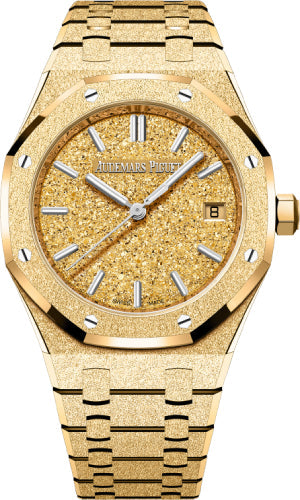 Royal Oak 34mm Frosted Gold Selfwinding Yellow Gold Crystal Sand Dial