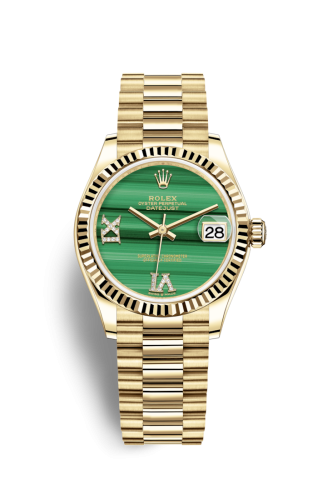Datejust 31 Yellow Gold / Fluted / Malachite / President