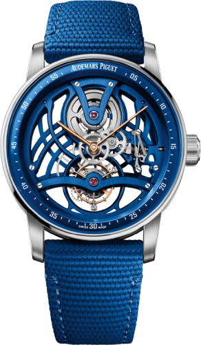 Code 11.59 Tourbillon 41mm Openworked White Gold/Ceramic Blue Dial