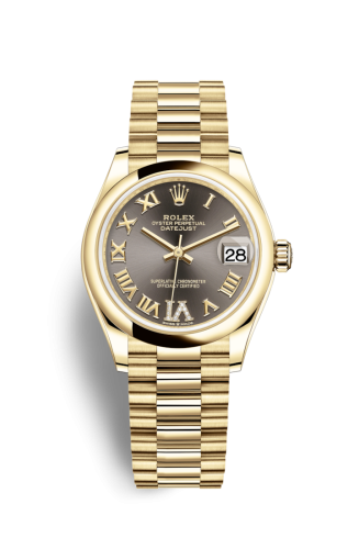 Datejust 31 Yellow Gold / Domed / Grey – Roman / President