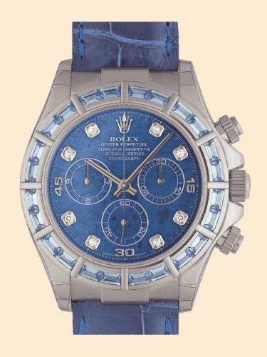 Daytona White Gold  Blue Sapphire Strap Sodalite Diamond
