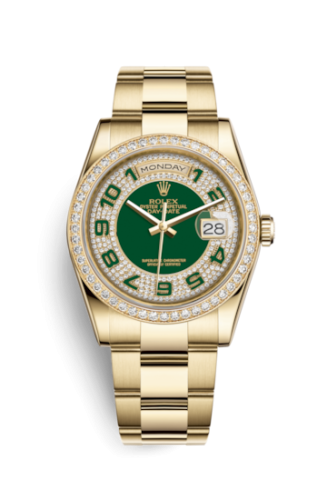 Day-Date 36 Yellow Gold Diamonds / Oyster  / Green Paved