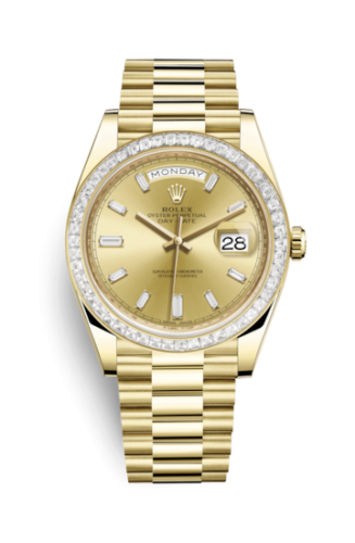 Day-Date 40 Yellow Gold / Baguette / Champagne Diamonds