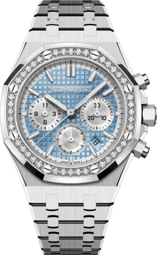 Royal Oak 38mm Chronograph Stainless Steel Light Blue Dial Diamond Bezel
