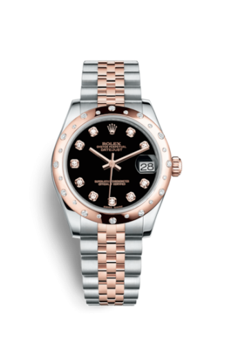 Datejust 31 Rolesor Everose Domed Diamond / Jubilee / Black Diamond