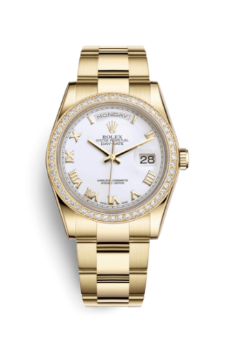 Day-Date 36 Yellow Gold Diamonds / Oyster / White Roman