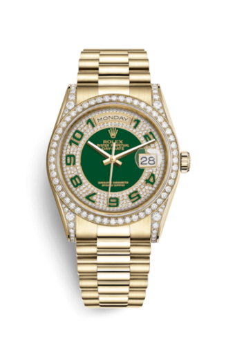 Day-Date 36 Yellow Gold Diamonds / President / Green Paved