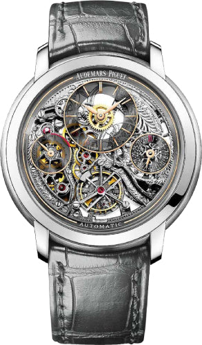 Jules Audemars Tourbillon Openworked 41mm Anthracite Skeleton Platinum Leather