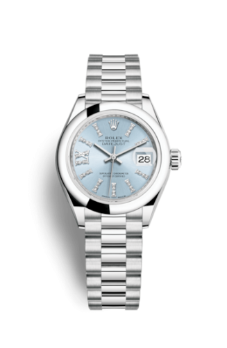 Lady-Datejust 28 Platinum Domed / President / Ice Blue Diamond