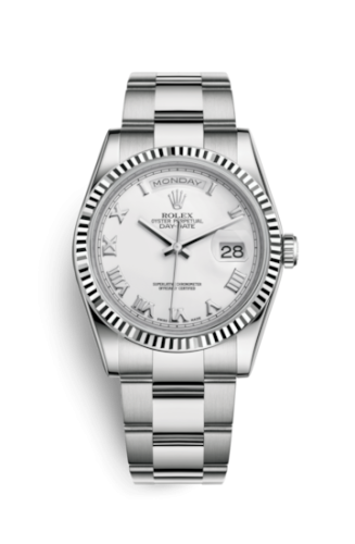 Day-Date 36 White Gold Fluted / Oyster / White Roman