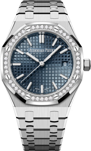 Royal Oak 34mm Stainless Steel Blue Dial Diamond Bezel