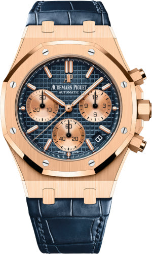 Royal Oak 41mm Selfwinding Chronograph Rose Gold Blue Dial Strap