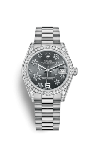 Datejust 31 White Gold Diamond / President / Dark Rhodium Floral