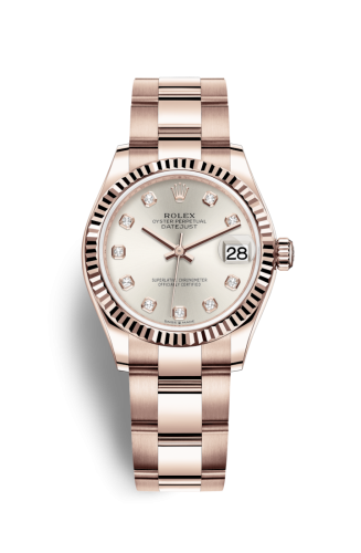 Datejust 31 Rose Gold / Fluted / Silver – Diamond / Oyster