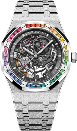 Royal Oak Frosted Gold Double Balance Wheel “Skeleton” 41mm Openworked White Gold