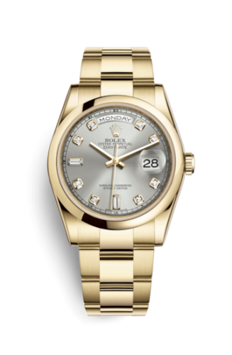 Day-Date 36 Yellow Gold Domed / Oyster / Silver Diamonds
