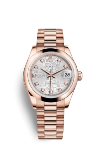 Datejust 31 Everose Domed / President / Silver Computer