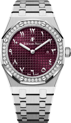 Royal Oak 33mm Quartz White Gold Diamond Bezel Purple Dial