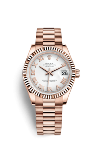 Datejust 31 Everose Fluted / President / White Roman