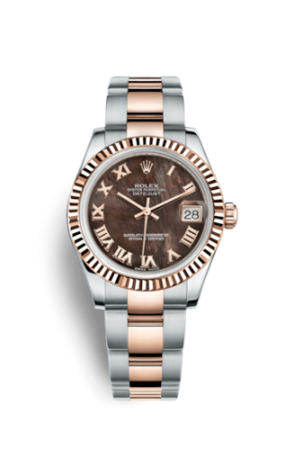 Datejust 31 Rolesor Everose Fluted / Oyster / Black MOP Roman