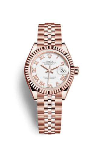 Lady-Datejust 28 Everose Fluted / Jubilee / White Roman