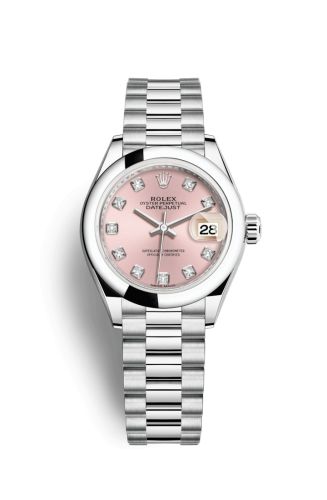 Lady-Datejust 28 Platinum Domed / President / Silver Diamond