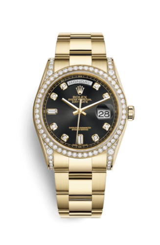 Day-Date 36 Yellow Gold Diamonds  / Oyster / Black Diamonds Rubies