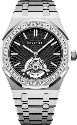 Royal Oak Toubillion 41mm Extra-Thin White Gold Black Dial Diamond Bezel