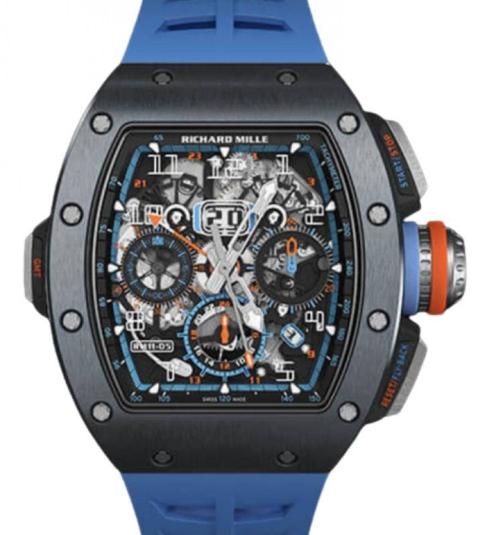 Automatic Winding Flyback Chronograph GMT Grey Cermet Blue RM 11-05 BRAND NEW