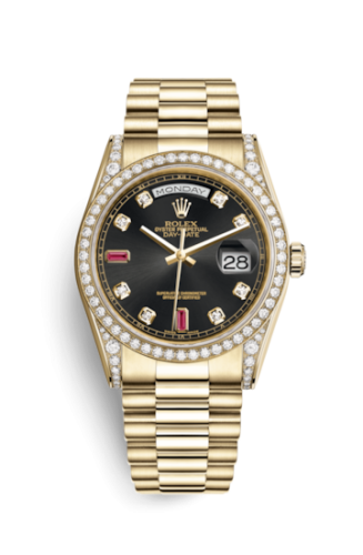 Day-Date 36 Yellow Gold Diamonds  / President / Black Diamonds Rubies