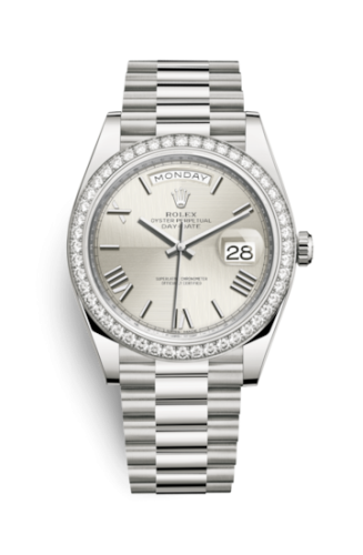Day-Date 40 White Gold / Diamond / Silver Quadrant