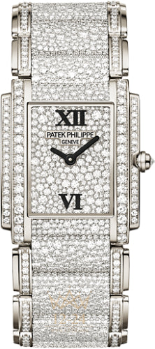 Twenty~4 Ladies White Gold Diamond Pave Dial