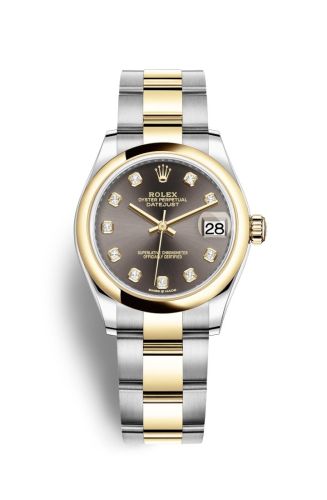 Datejust 31 Stainless Steel / Yellow Gold / Domed / Grey – Diamond / Oyster