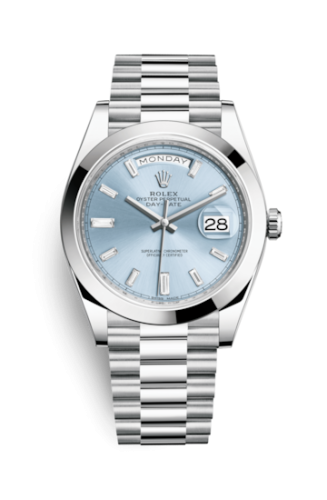 Day-Date 40 Platinum / Ice Blue Diagonal Diamond