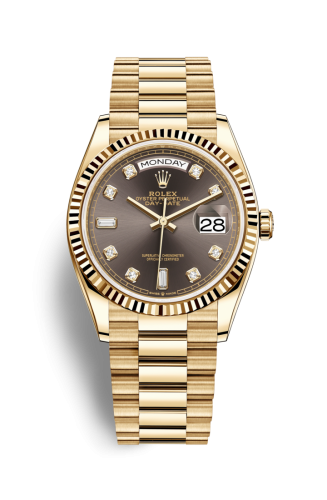 Day-Date 36 Yellow Gold / Fluted / Dark Grey-Diamond / President