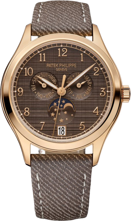 Complications 38mm Annual Calendar Moon Phases Rose Gold Chestnut Satin Dial