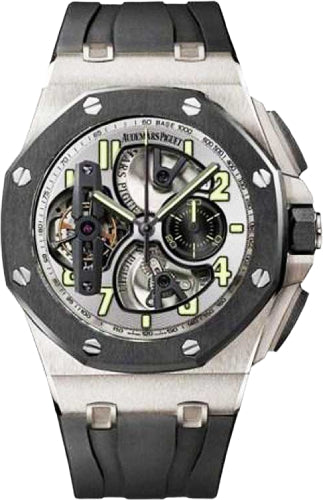 Royal Oak Offshore Tourbillon Chronograph 44mm Silver Skeleton Arabic Titanium…