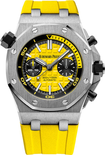 Royal Oak Offshore Diver Chronograph 42mm Yellow Index Stainless Steel Rubber…
