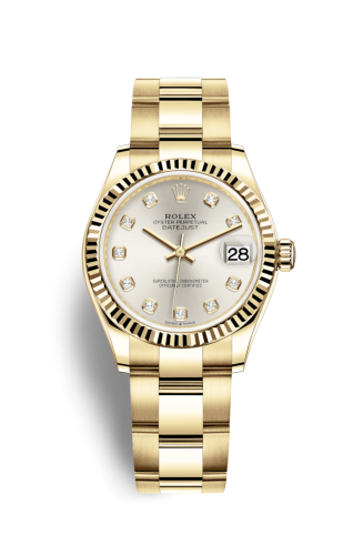 Datejust 31 Yellow Gold / Fluted / Silver – Diamond / Oyster