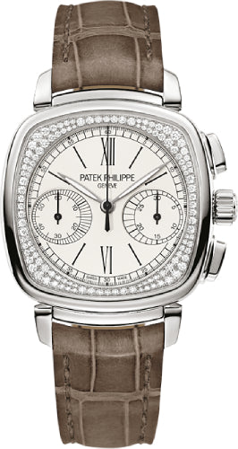 Complications Ladies Chronograph 35 x 39mm Silver Opaline Roman White Gold Diamond…