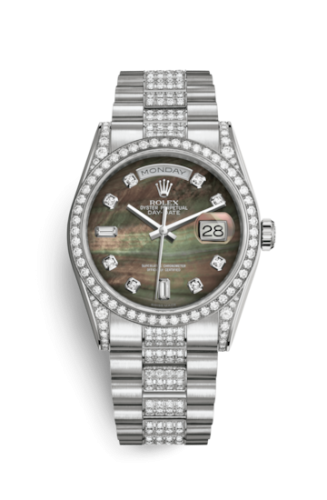 Day-Date 36 White Gold Diamonds / President Diamond / Black MOP