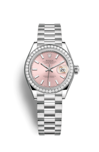 Lady-Datejust 28 Platinum Diamond / President / Pink
