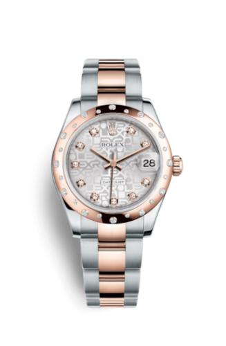 Datejust 31 Rolesor Everose Domed Diamond / Oyster / Silver Computer
