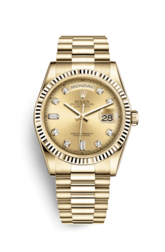 Day-Date 36 Yellow Gold Fluted / President / Champagne Diamonds